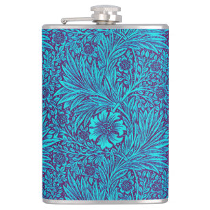 Vintage turquoise dark purple floral pattern flask