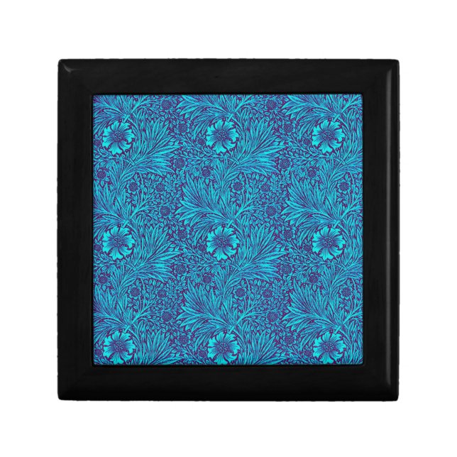 Vintage turquoise dark purple floral pattern gift box (Front)