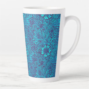 Vintage turquoise dark purple floral pattern latte mug
