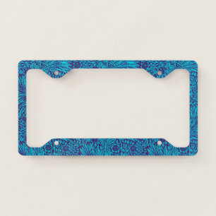 Vintage turquoise dark purple floral pattern license plate frame