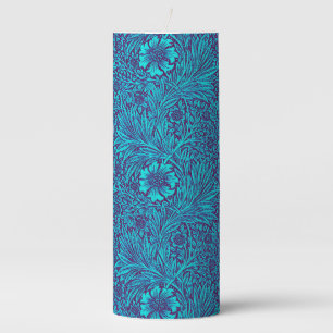 Vintage turquoise dark purple floral pattern pillar candle