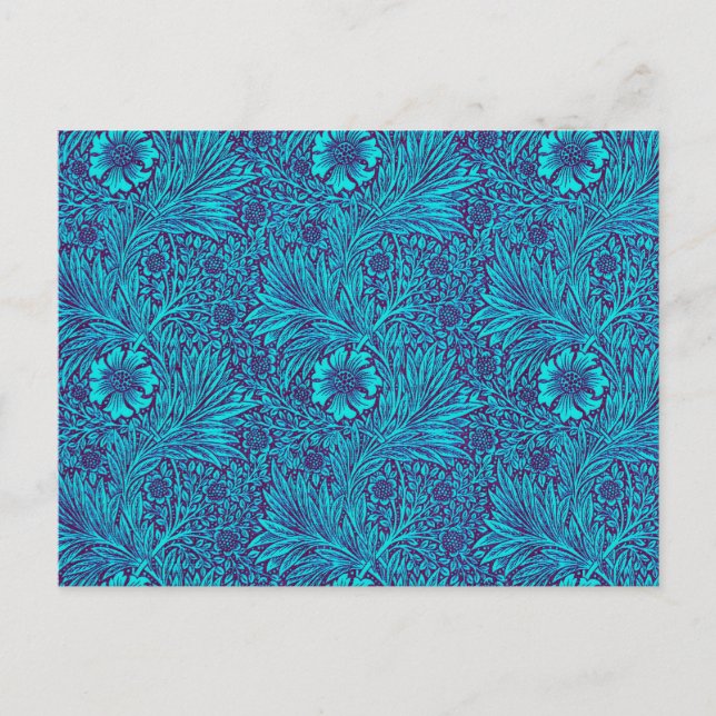 Vintage turquoise dark purple floral pattern postcard (Front)