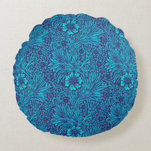 Vintage turquoise dark purple floral pattern round pillow