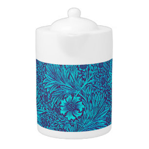 Vintage turquoise dark purple floral pattern teapot