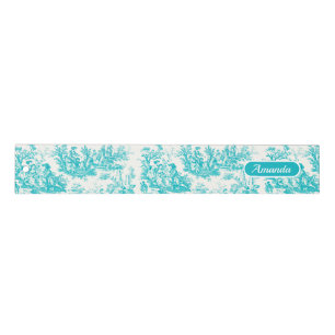 Vintage Turquoise French Country Toile de Jouy Ruler