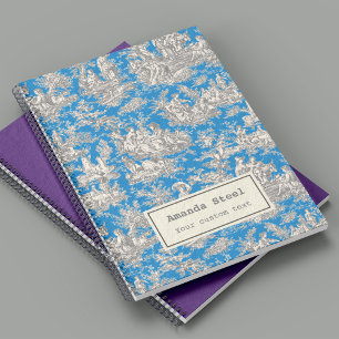 Vintage Turquoise French Toile de Jouy Pattern Notebook