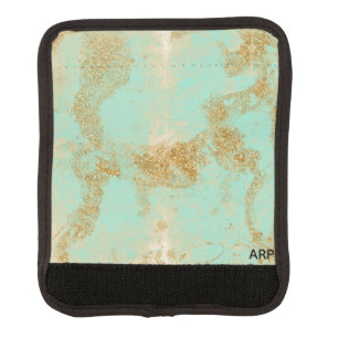 *~* Vintage Turquoise Gold Glitter Shabby Golden Luggage Handle Wrap