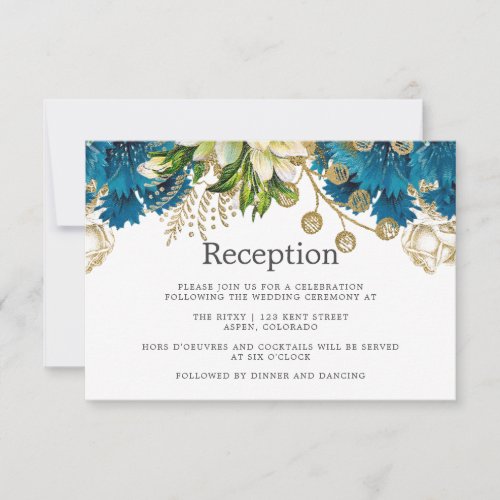 Vintage Turquoise  Gold Shabby Wedding Reception Invitation