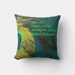 Vintage Turquoise Green Elegant Peacock Feather Th Throw Pillow