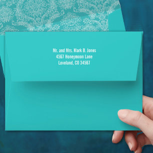 Vintage Turquoise Mint Wedding Envelope