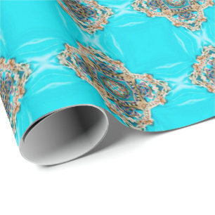 vintage turquoise pattern bohemian wedding favor wrapping paper