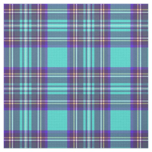 Vintage Turquoise/plum/yellow/white/black  plaid Fabric