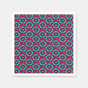 Vintage turquoise red floral Dianthus Barbatus Napkins