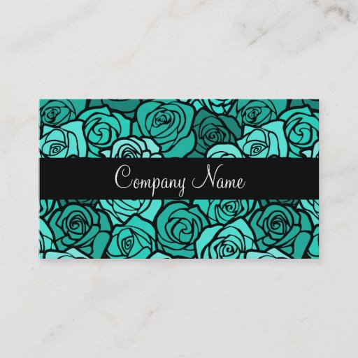 Customizable Vintage turquoise roses Business Card
