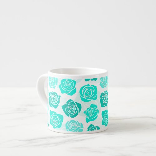 Vintage  turquoise roses Espresso Jumbo Mug