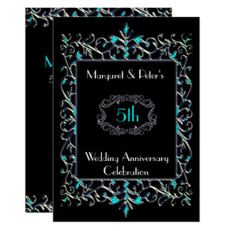 Vintage Turquoise & Silver Anniversary Invite