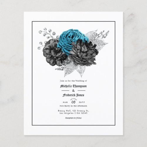 Vintage Turquoise _ Teal Black and Silver Floral Flyer