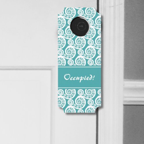 Vintage Turquoise  White Botanical Fern Leaf Door Hanger