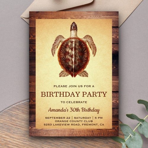 Vintage Turtle Adult Birthday Party Invitation