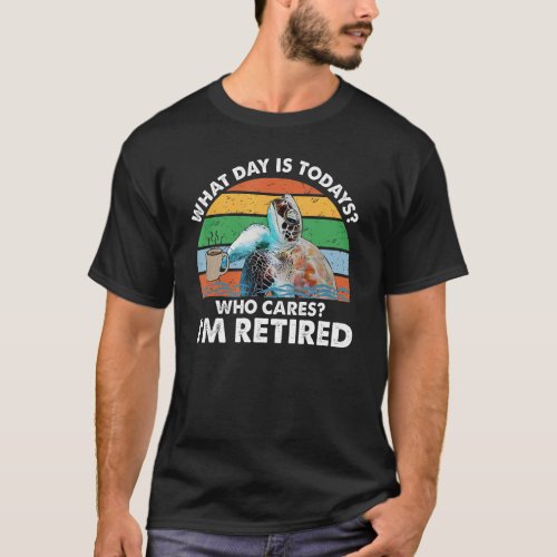 Vintage Turtle Coffee Who Cares I M Tired  Turtle T_Shirt