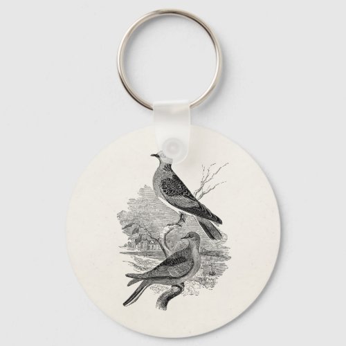 Vintage Turtle Doves Bird Personalized Dove Birds Keychain