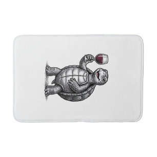 Vintage Turtle Holding Wine Glass Shirt Design_1 Bath Mat