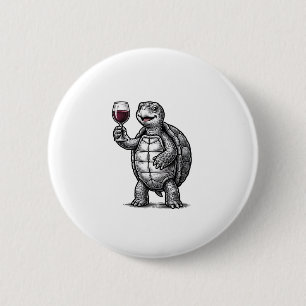 Vintage Turtle Holding Wine Glass Shirt Design_1 Button