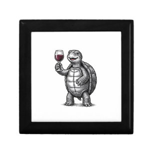 Vintage Turtle Holding Wine Glass Shirt Design_1 Gift Box