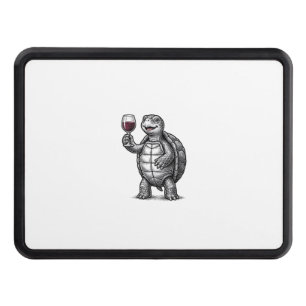 Vintage Turtle Holding Wine Glass Shirt Design_1 Hitch Cover