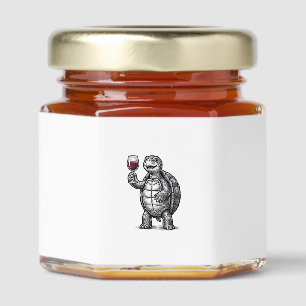 Vintage Turtle Holding Wine Glass Shirt Design_1 Honey Jar Favors