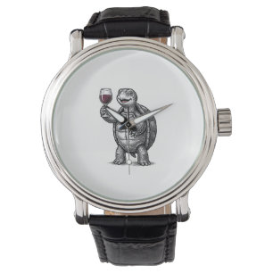 Vintage Turtle Holding Wine Glass Shirt Design_1 Watch