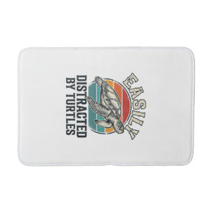 Vintage Turtle Lover Easily Distracted by Turtles Bath Mat