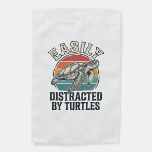 Vintage Turtle Lover Easily Distracted by Turtles  Garden Flag
