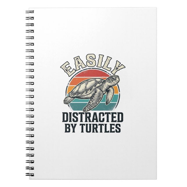 Vintage Turtle Lover Easily Distracted by Turtles  Notebook (Front)