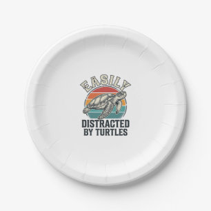 Vintage Turtle Lover Easily Distracted by Turtles  Paper Plates