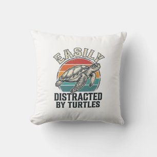 Vintage Turtle Lover Easily Distracted by Turtles Throw Pillow