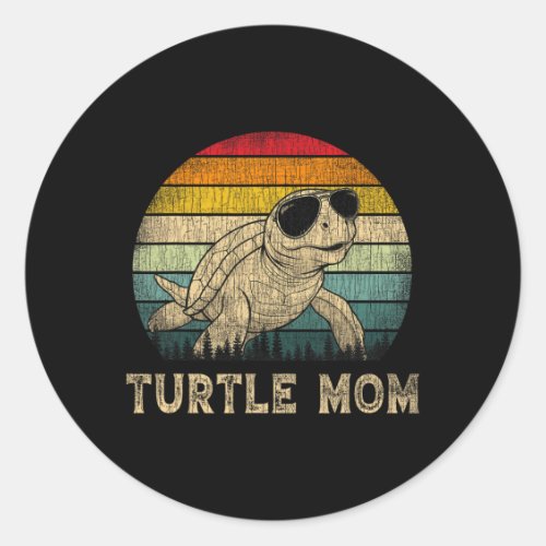 Vintage Turtle Mom Turtle Lovers Mommy Mothers Da Classic Round Sticker
