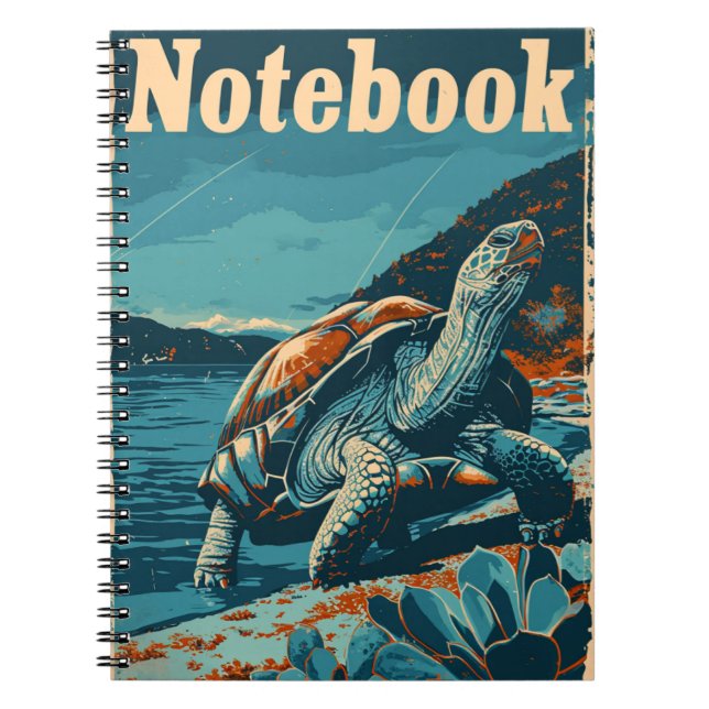 Vintage Turtois at the beach Notebook (Front)