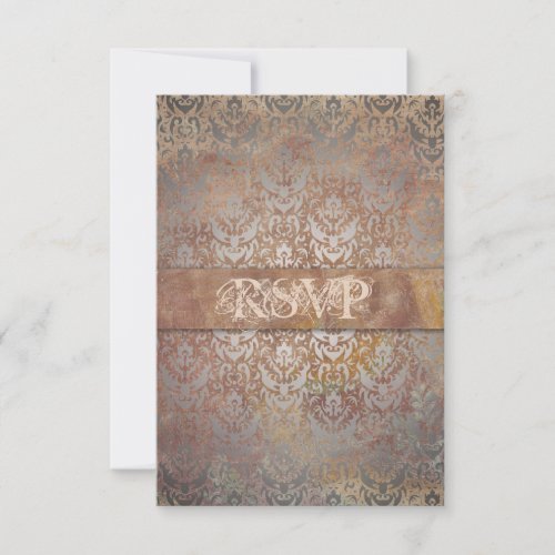 Vintage Tuscan Damask Elegant RSVP Cards