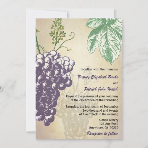 Vintage Tuscan Winery Vineyard Wedding Invitations