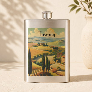 Vintage Tuscany Countryside Custom Text Flask