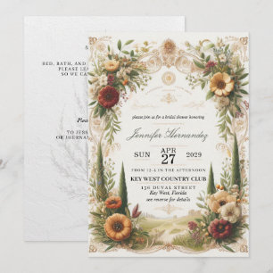 Vintage Tuscany Flowers Bridal Shower Invitation