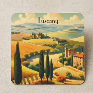 Vintage Tuscany Italy Countryside Landscape Square Sticker
