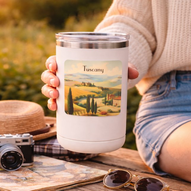 Vintage Tuscany Italy Countryside Landscape Square Sticker (Creator Uploaded)