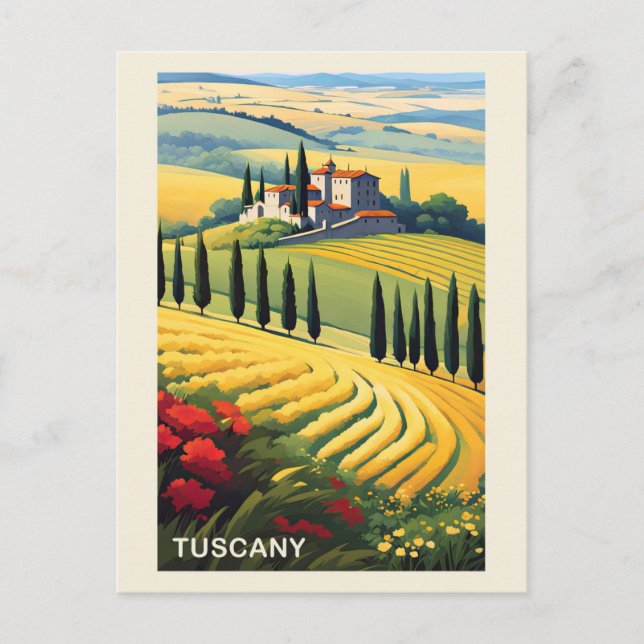 Vintage Tuscany Italy Italian Villa Retro Travel Postcard (Front)