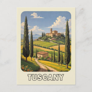Vintage Tuscany Italy Villa Countryside Travel Postcard