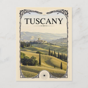 Vintage Tuscany Italy Villa Vineyard Travel Postcard