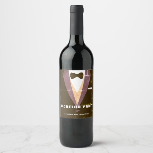 Vintage Tuxedo Bachelor Party Wine Label