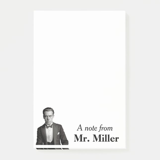 Vintage Tuxedo Gent Personalized Post-it Notes (Front)