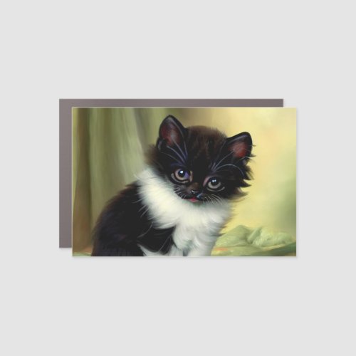 Vintage Tuxedo Kitten Illustration Car Magnet